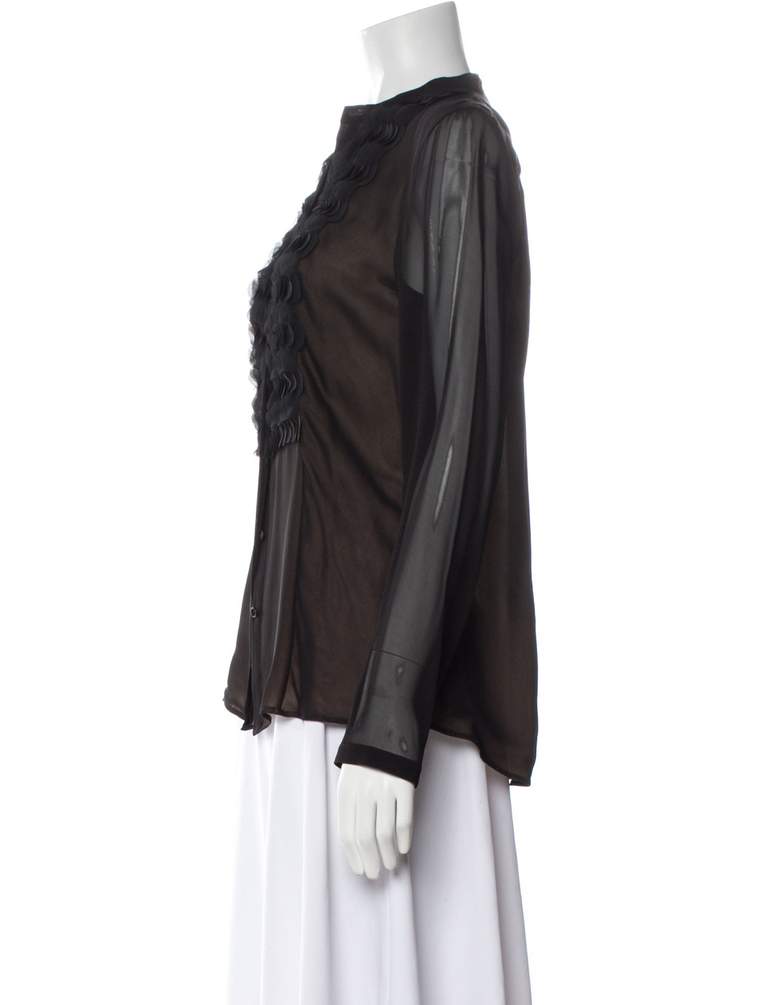 Akris Punto Mock Neck Long Sleeve Button-Up Top