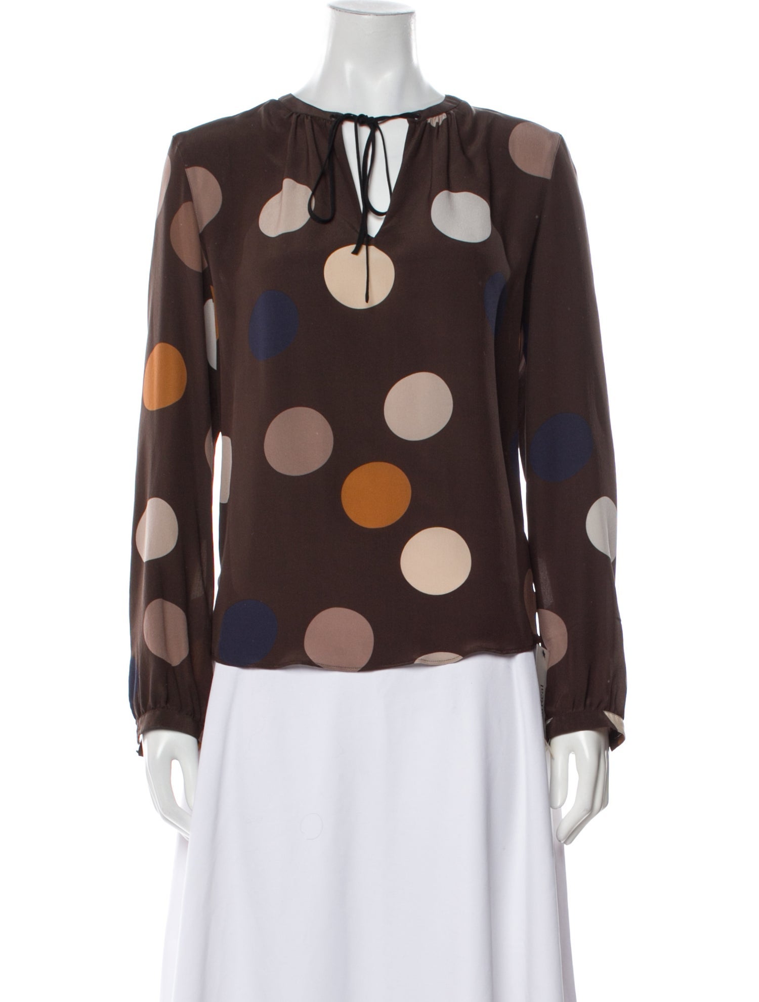 Akris Punto Silk Polka Dot Print Blouse