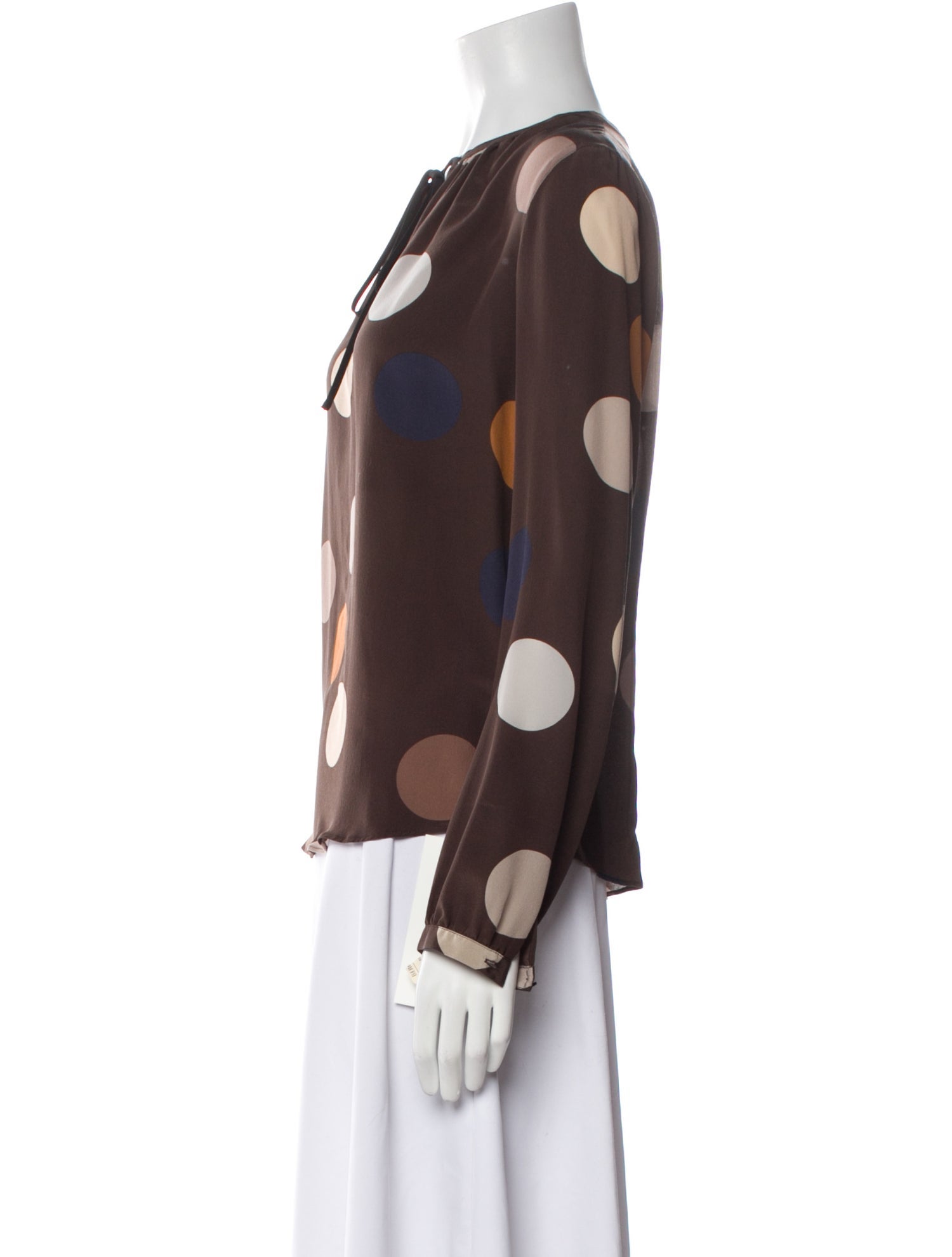 Akris Punto Silk Polka Dot Print Blouse