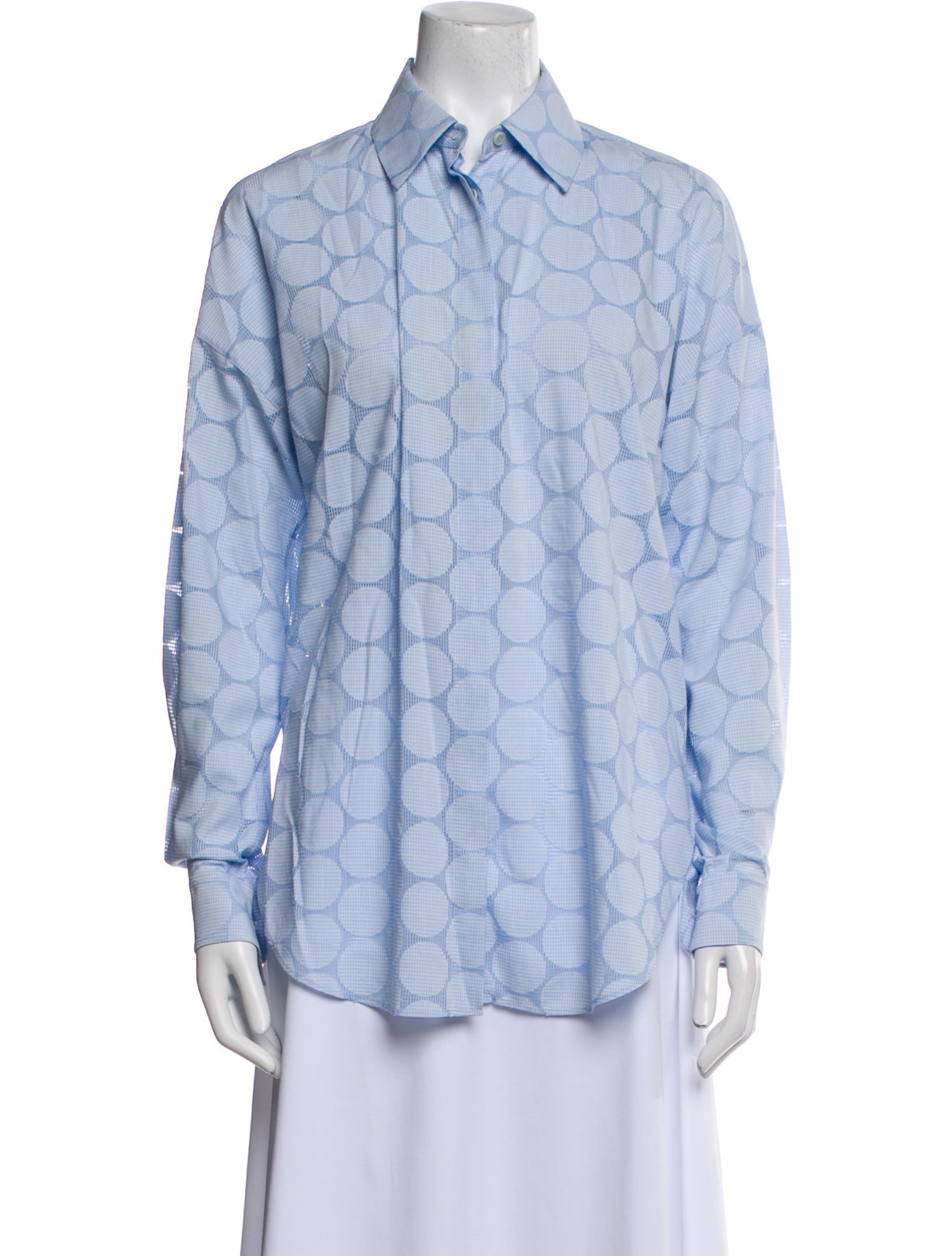Akris Punto Printed Long Sleeve Button-Up Top