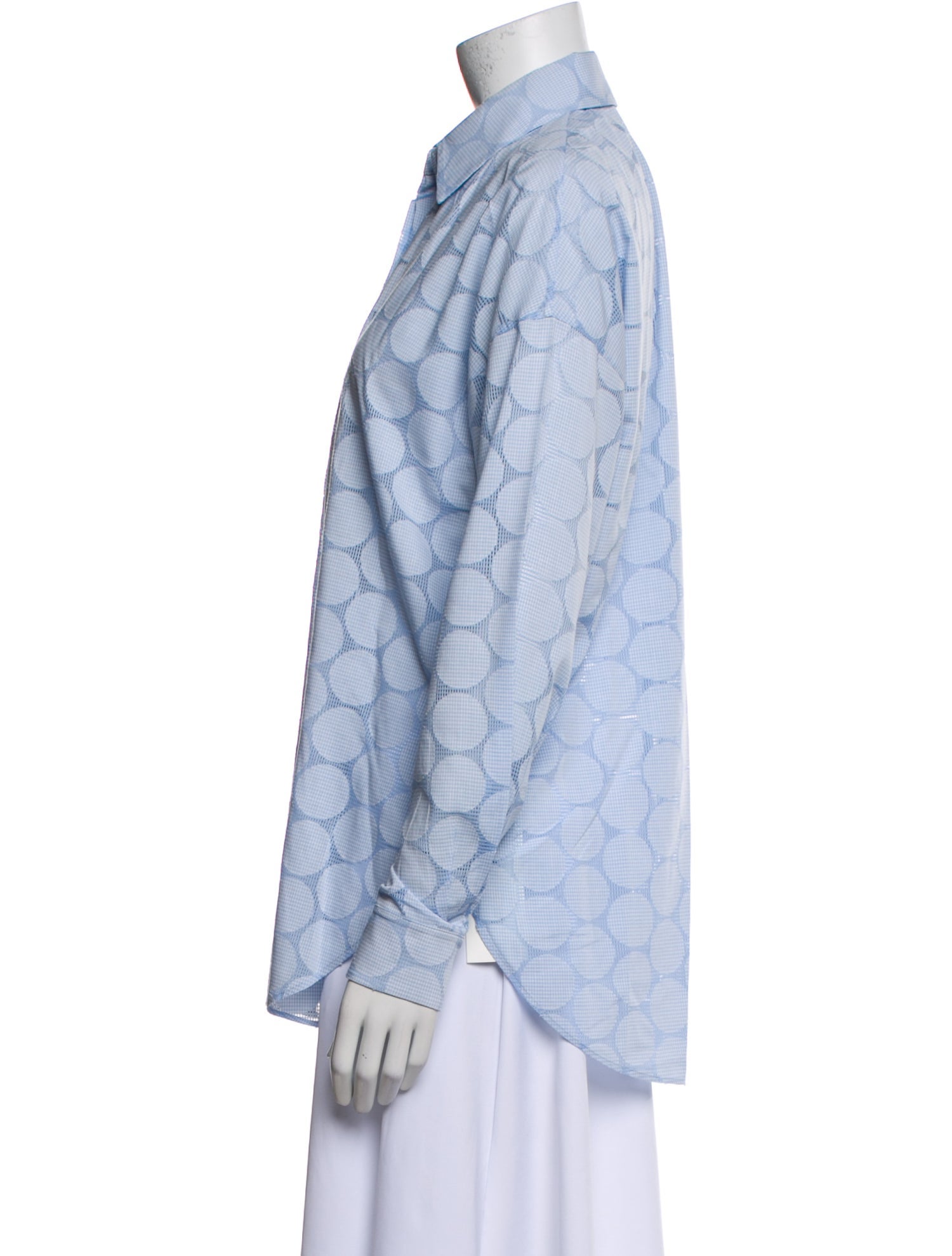 Akris Punto Printed Long Sleeve Button-Up Top