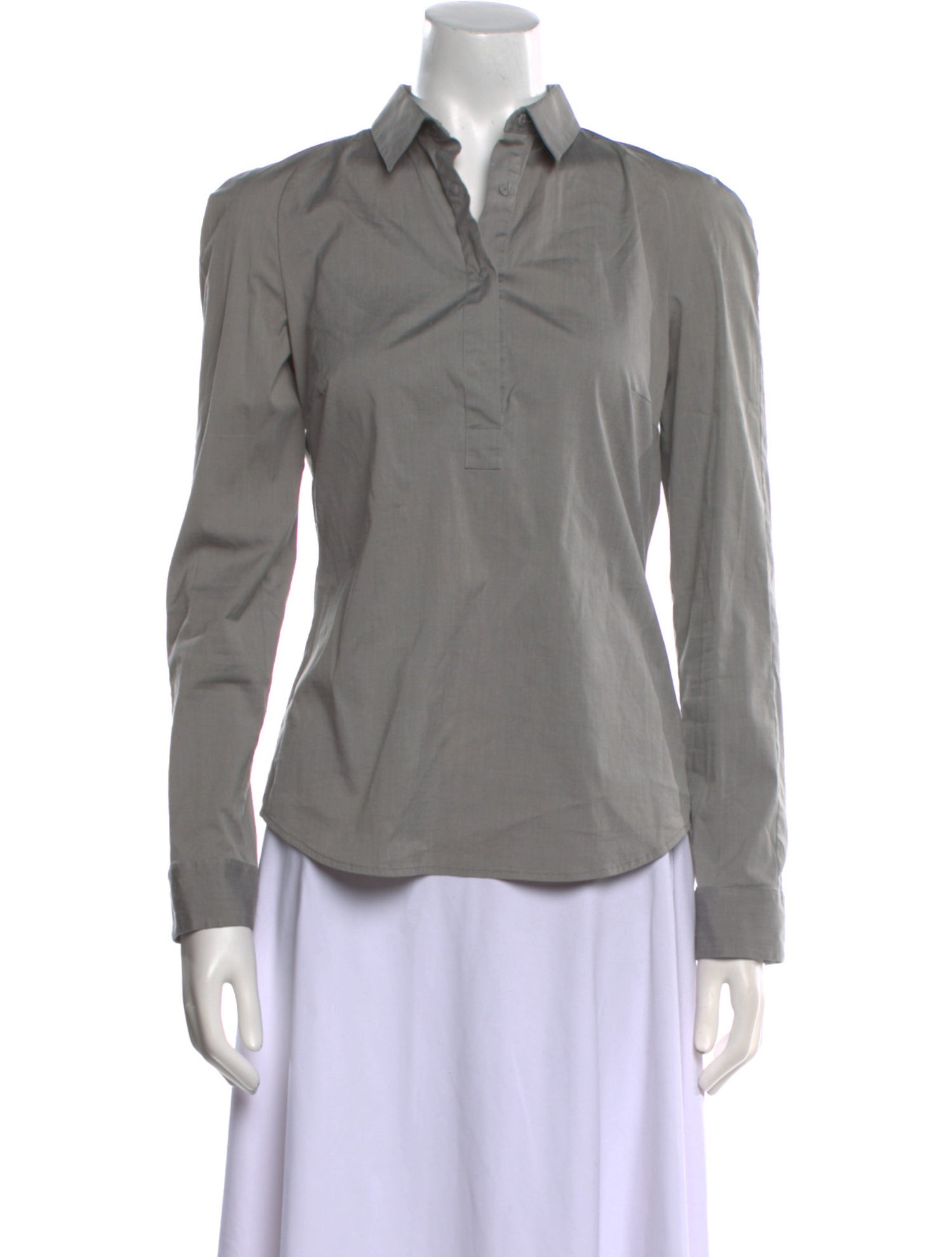 Akris Punto Long Sleeve Button-Up Top