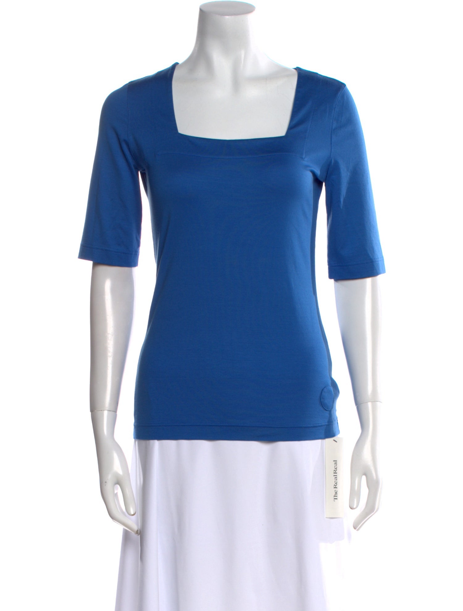 Akris Punto Square Neckline Short Sleeve Top