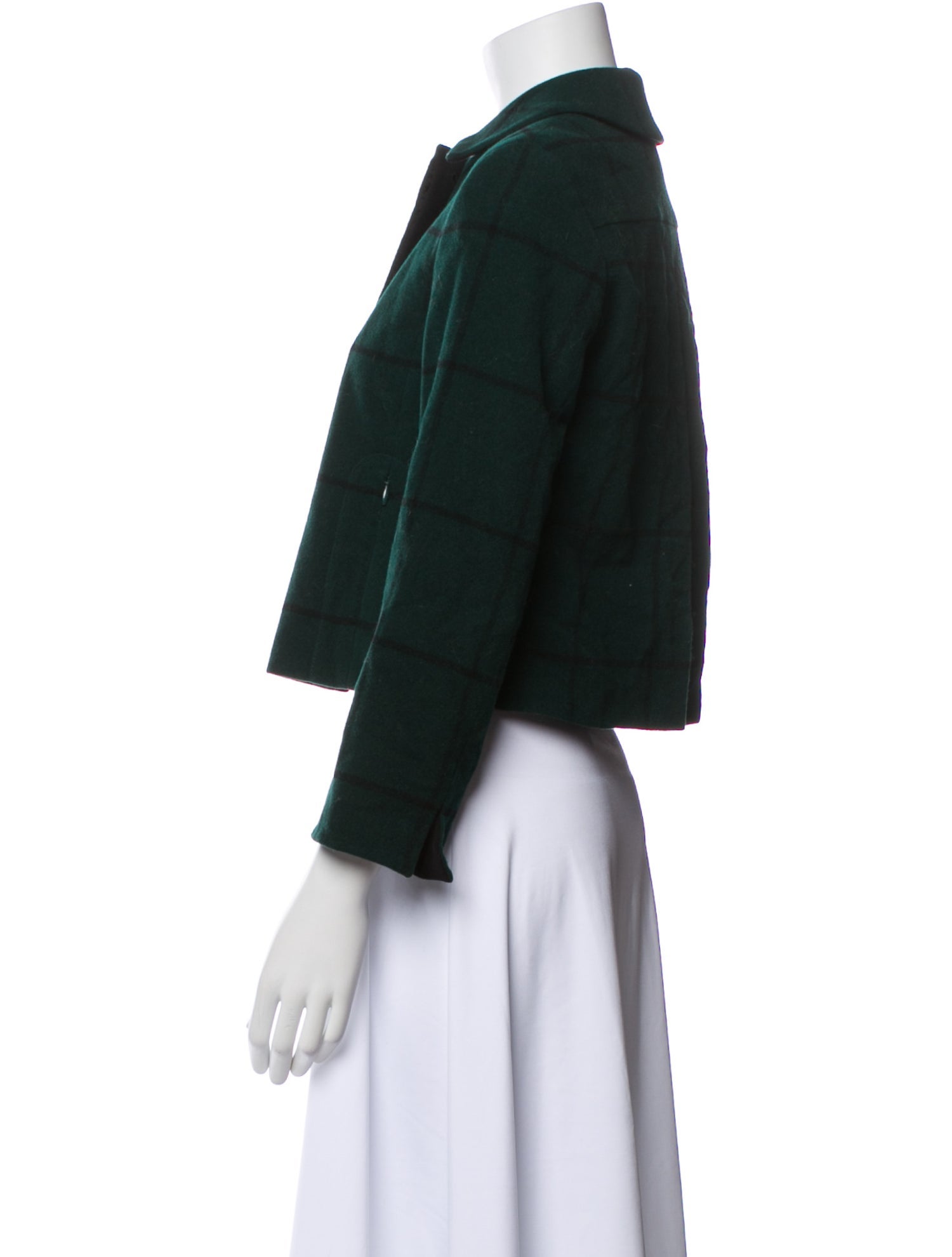 Akris Punto Wool Plaid Print Evening Jacket