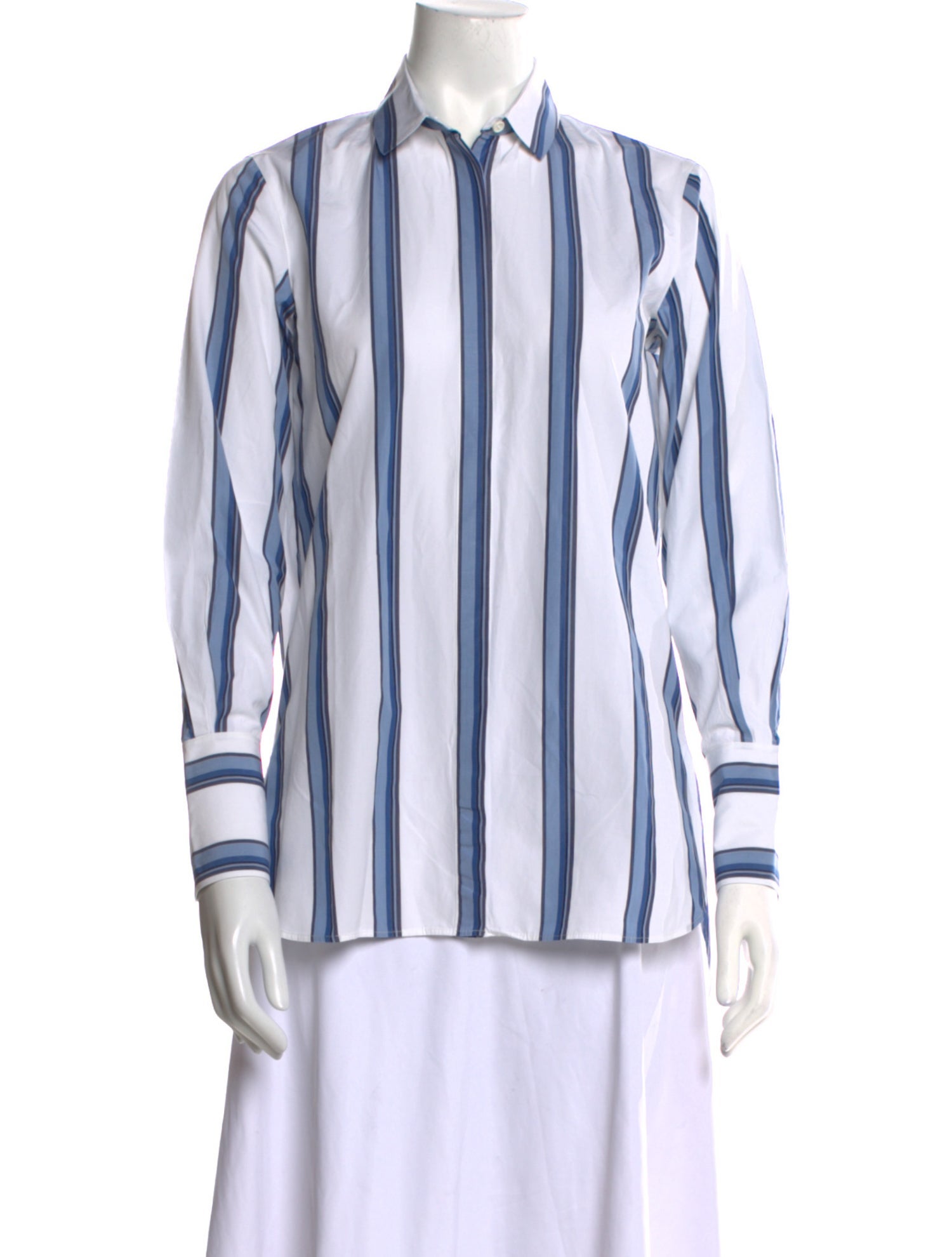 Akris Punto Striped Long Sleeve Button-Up Top