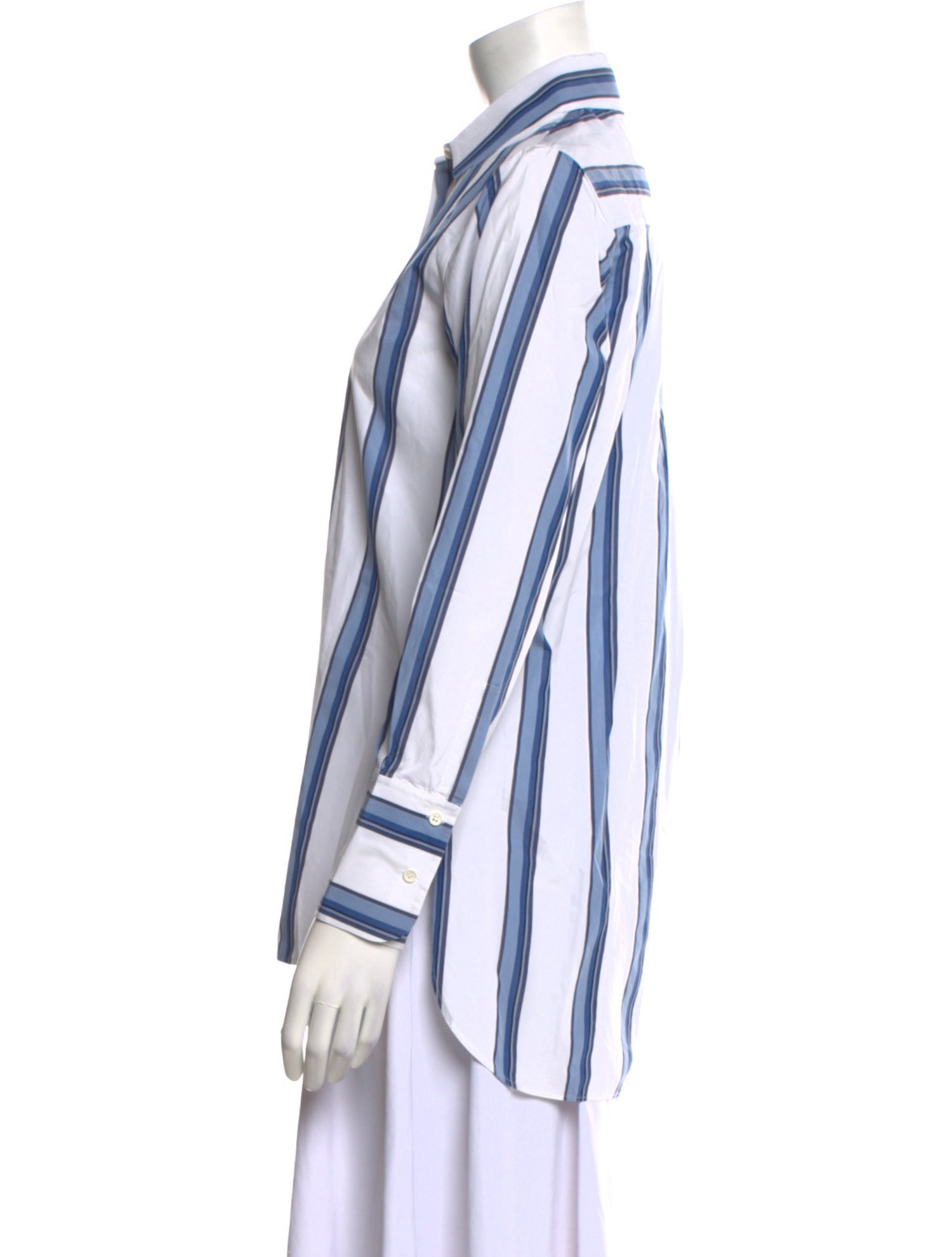 Akris Punto Striped Long Sleeve Button-Up Top