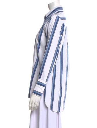 Akris Punto Striped Long Sleeve Button-Up Top