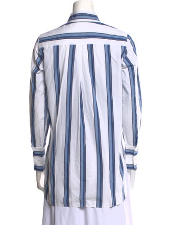 Akris Punto Striped Long Sleeve Button-Up Top