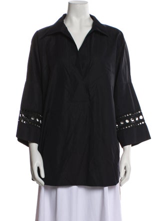 Akris Punto V-Neck Three-Quarter Sleeve Tunic