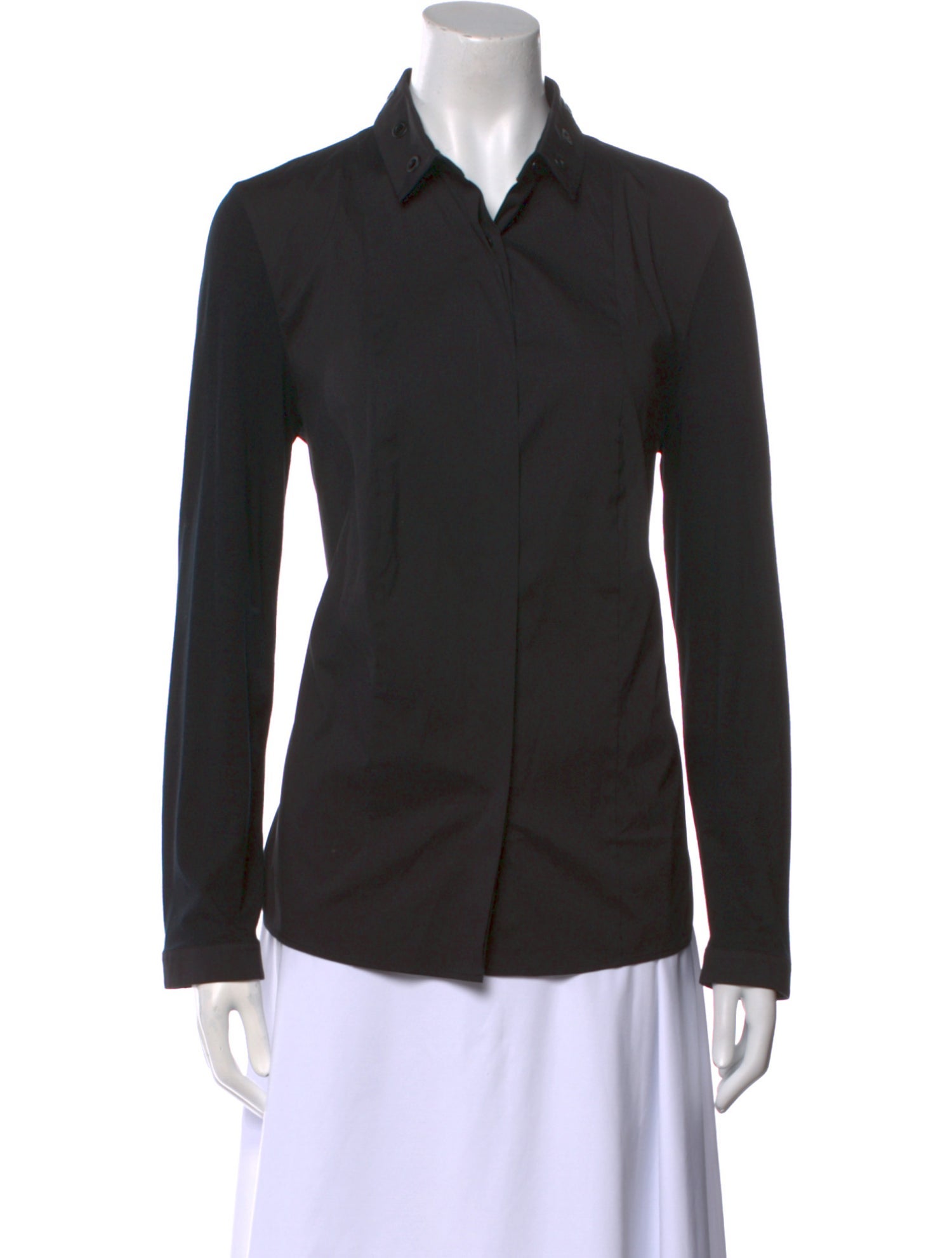 Akris Punto Long Sleeve Button-Up Top