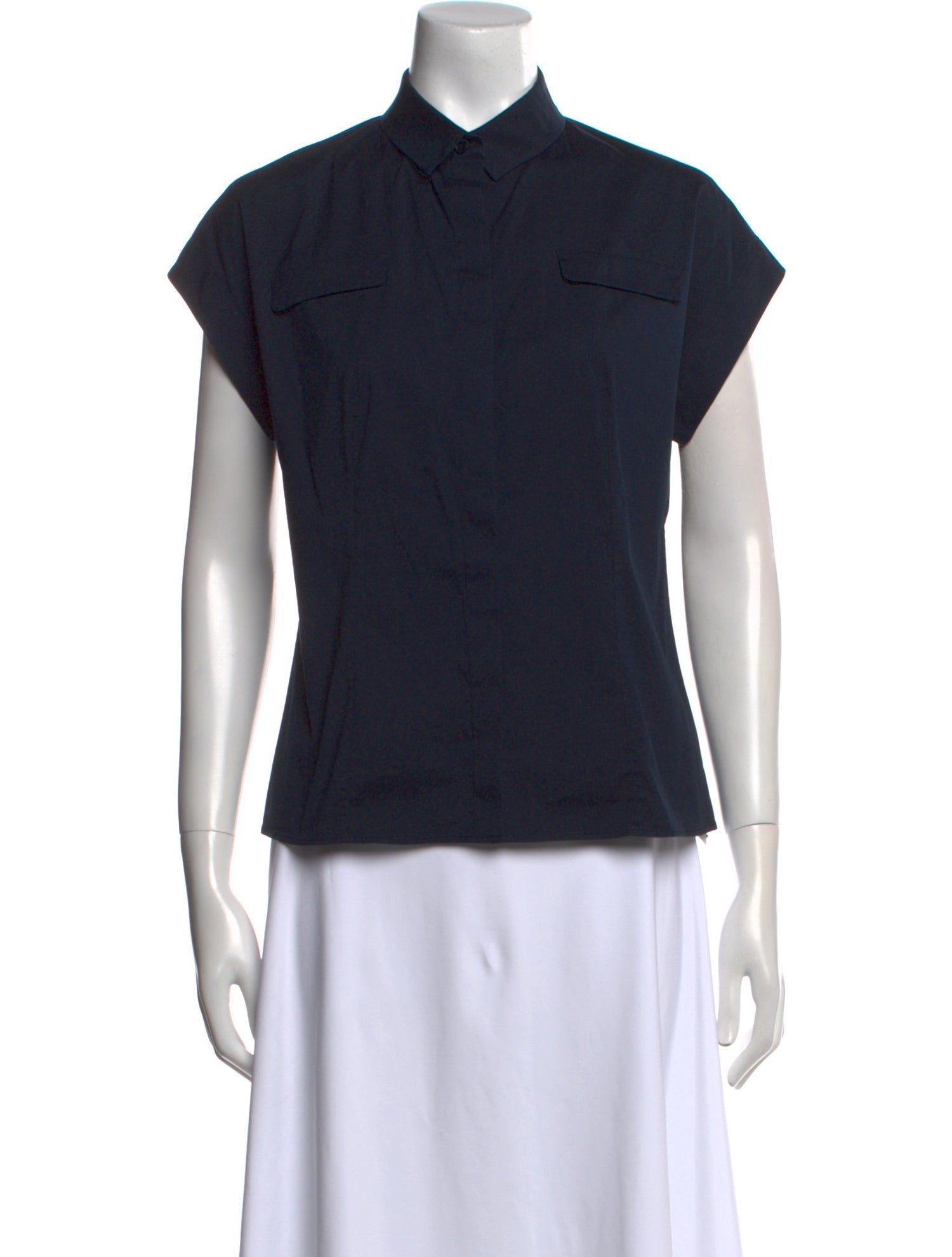 Akris Punto Short Sleeve Button-Up Top