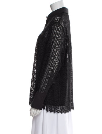 Akris Punto Lace Pattern Long Sleeve Button-Up Top