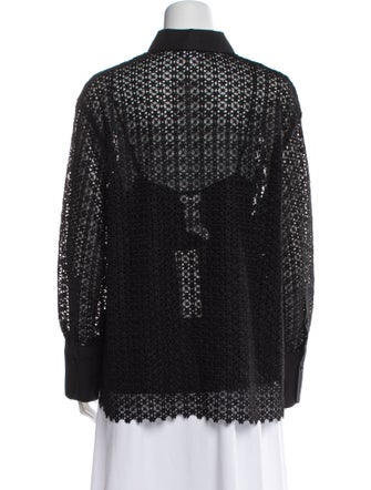 Akris Punto Lace Pattern Long Sleeve Button-Up Top