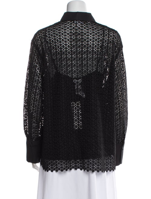 Akris Punto Lace Pattern Long Sleeve Button-Up Top