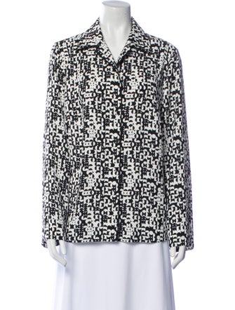 Akris Punto Printed Long Sleeve Button-Up Top