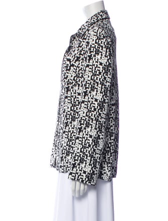 Akris Punto Printed Long Sleeve Button-Up Top