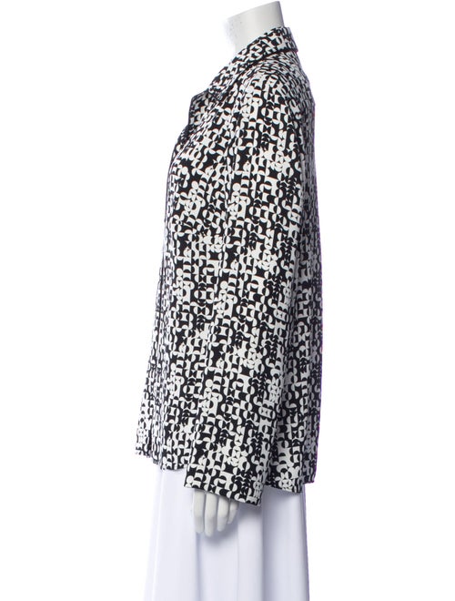 Akris Punto Printed Long Sleeve Button-Up Top