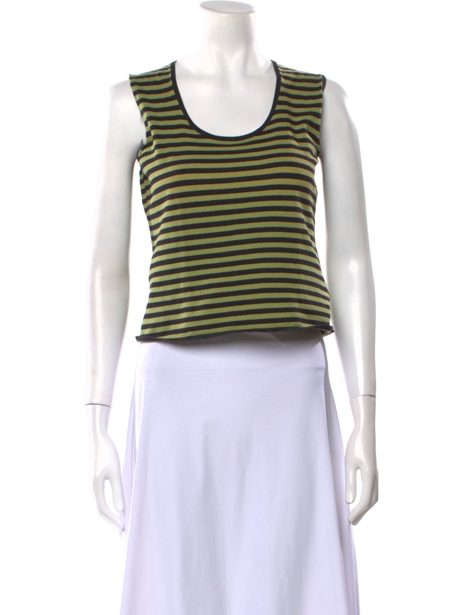 Akris Punto Striped Scoop Neck Crop Top