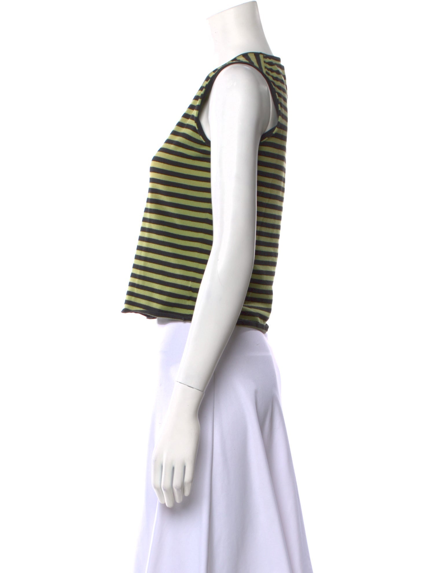 Akris Punto Striped Scoop Neck Crop Top