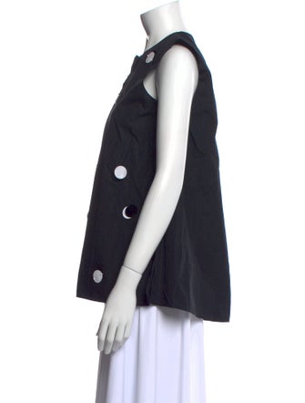 Akris Punto Polka Dot Print Crew Neck Button-Up Top