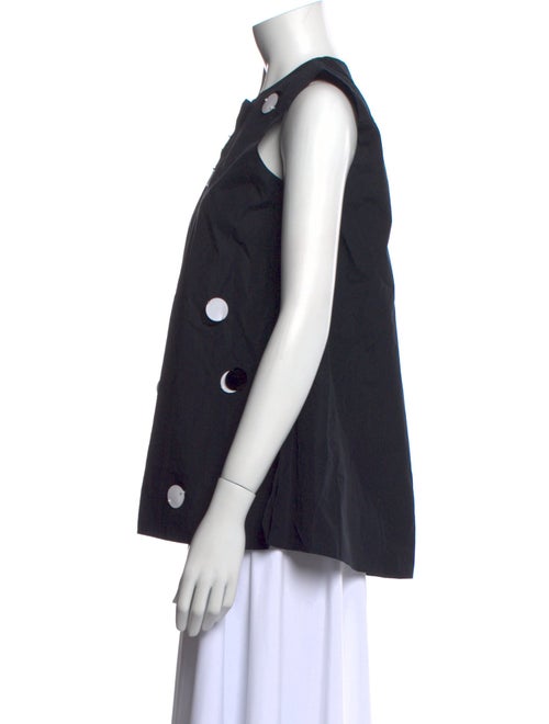 Akris Punto Polka Dot Print Crew Neck Button-Up Top