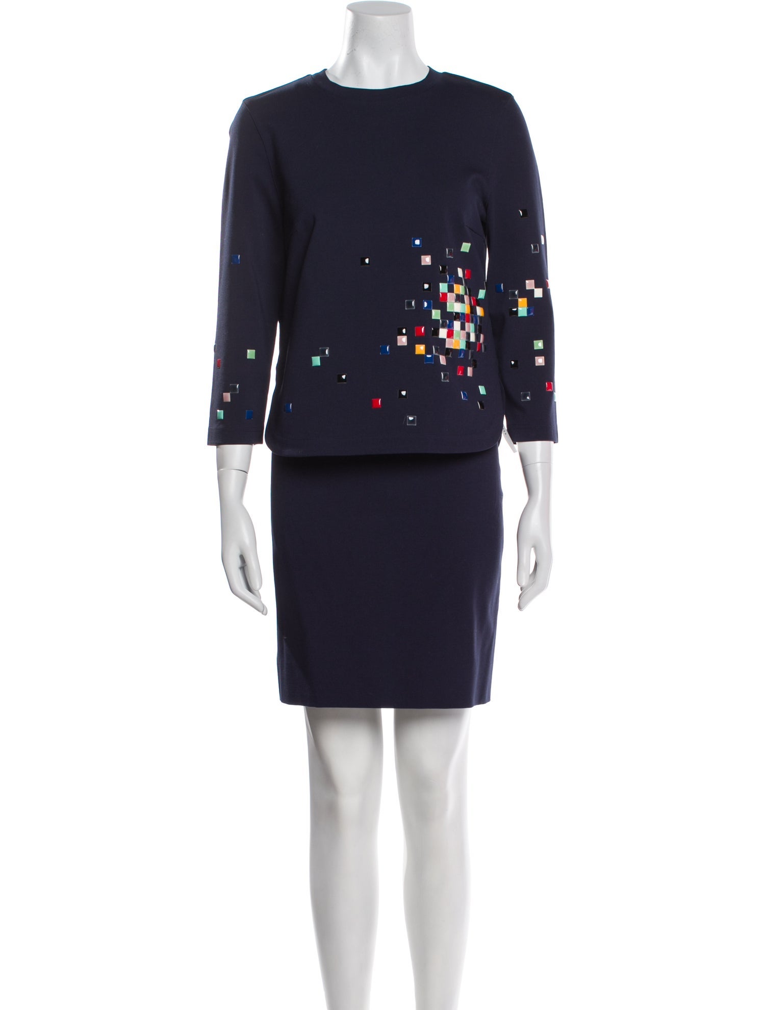 Akris Punto Patterned Studded Accents Skirt Set