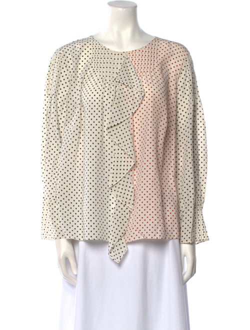 Akris Punto Silk Polka Dot Print Blouse