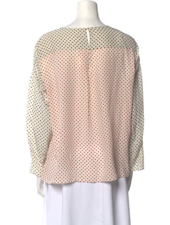 Akris Punto Silk Polka Dot Print Blouse
