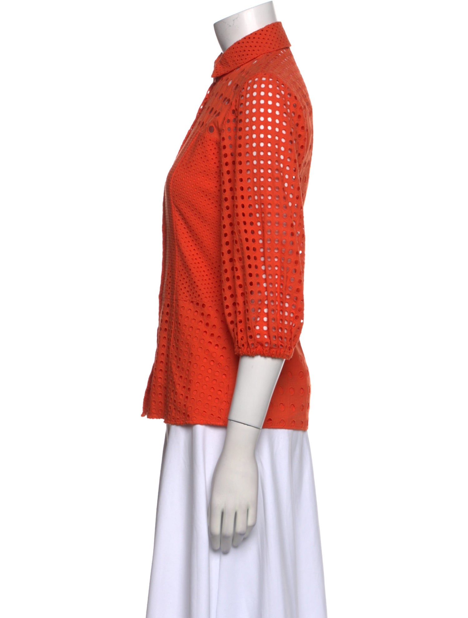 Akris Punto Three-Quarter Sleeve Button-Up Top