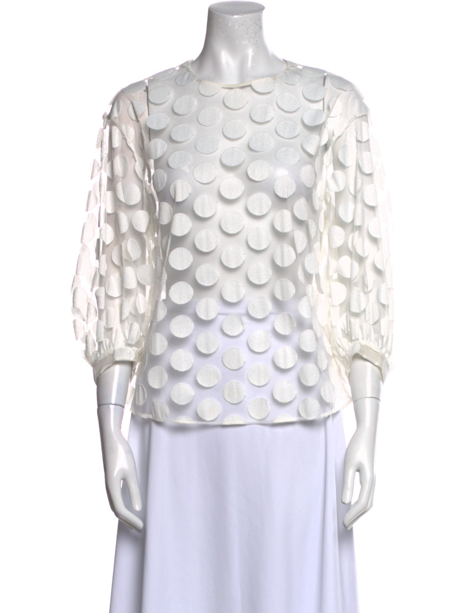 Akris Punto Polka Dot Print Crew Neck Blouse
