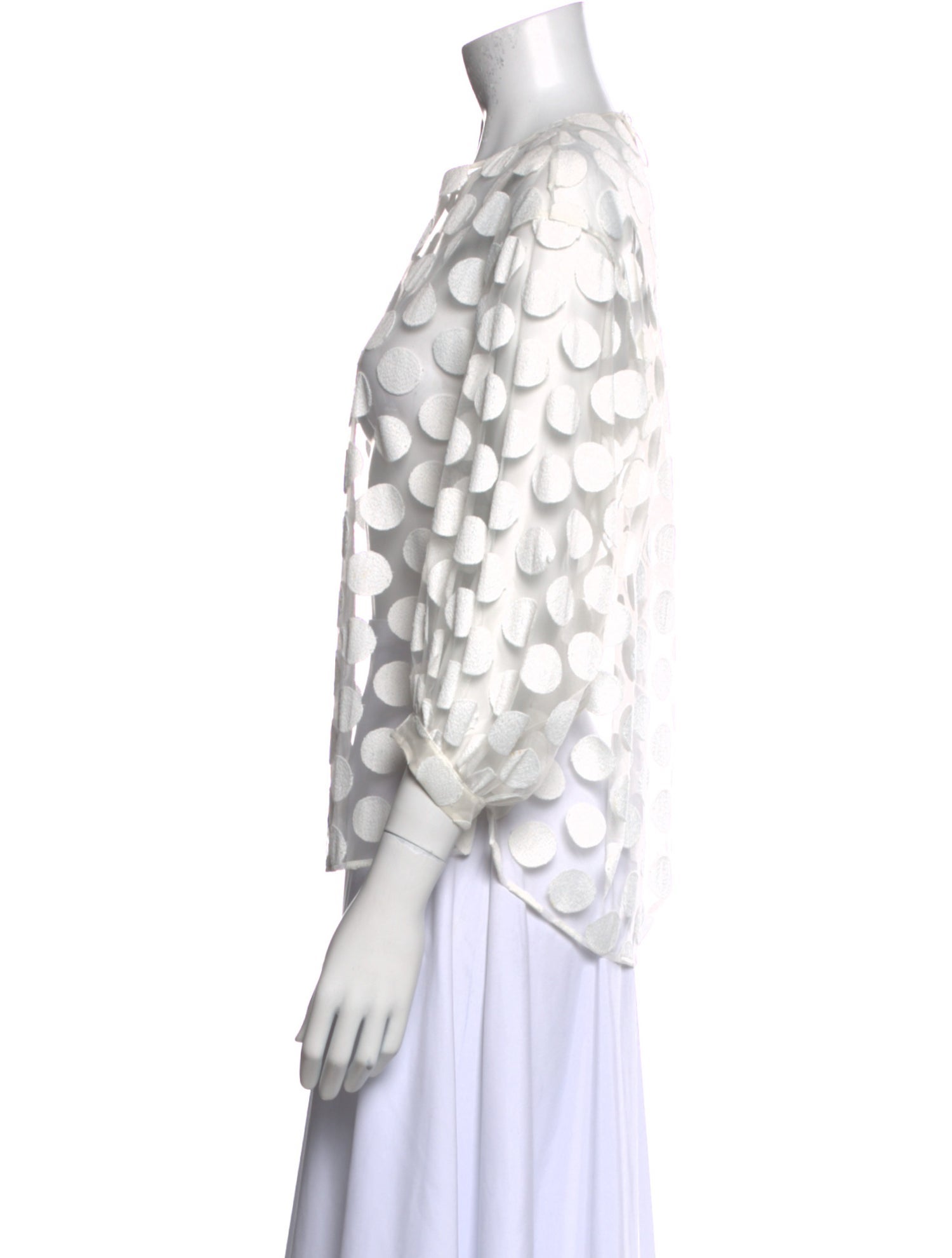 Akris Punto Polka Dot Print Crew Neck Blouse