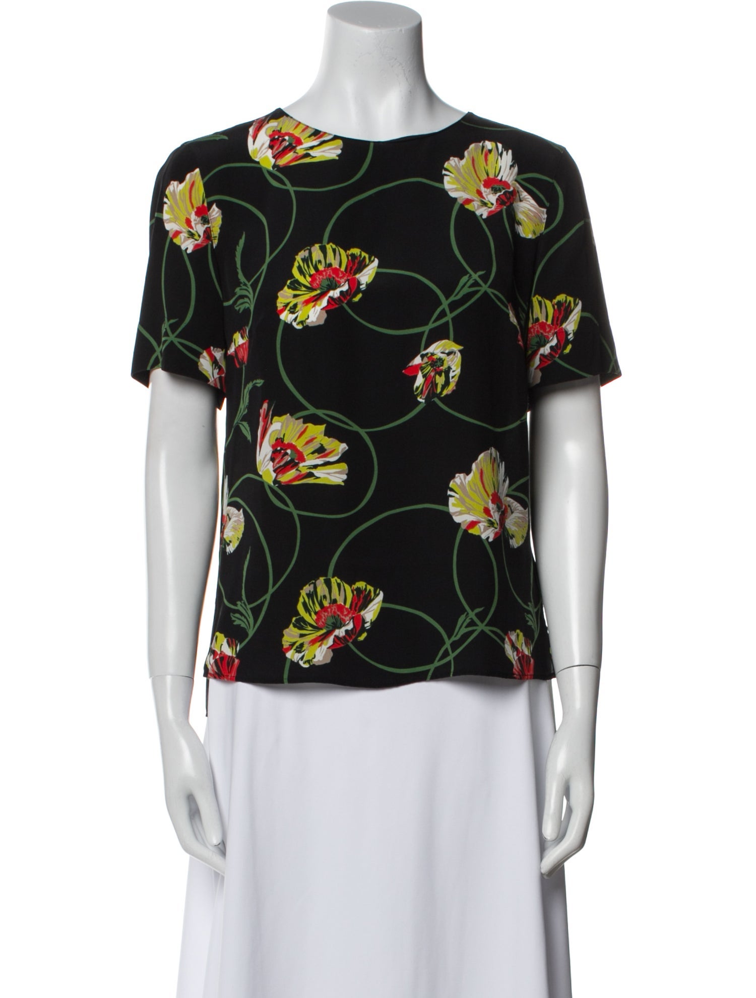 Akris Punto Silk Floral Print Blouse
