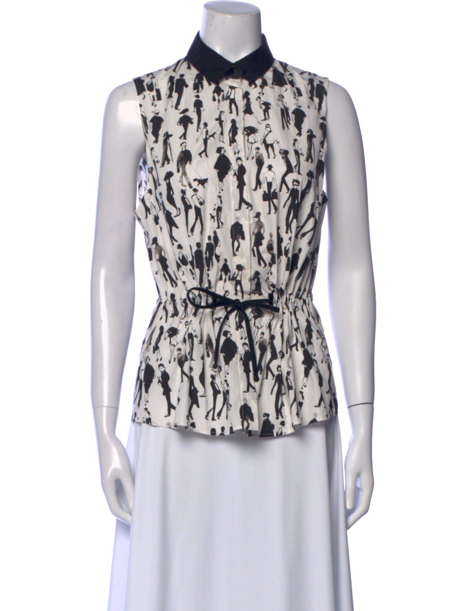 Akris Punto Printed Sleeveless Button-Up Top