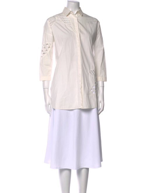 Akris Punto Silk Mock Neck Button-Up Top