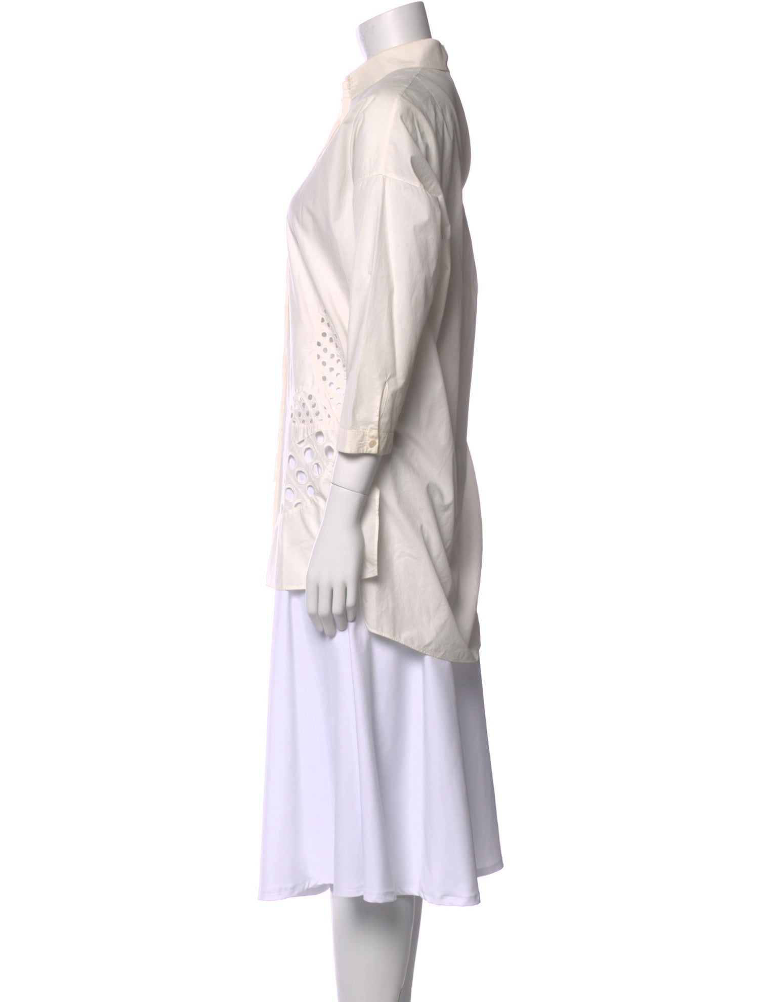 Akris Punto Silk Mock Neck Button-Up Top