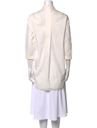 Akris Punto Silk Mock Neck Button-Up Top