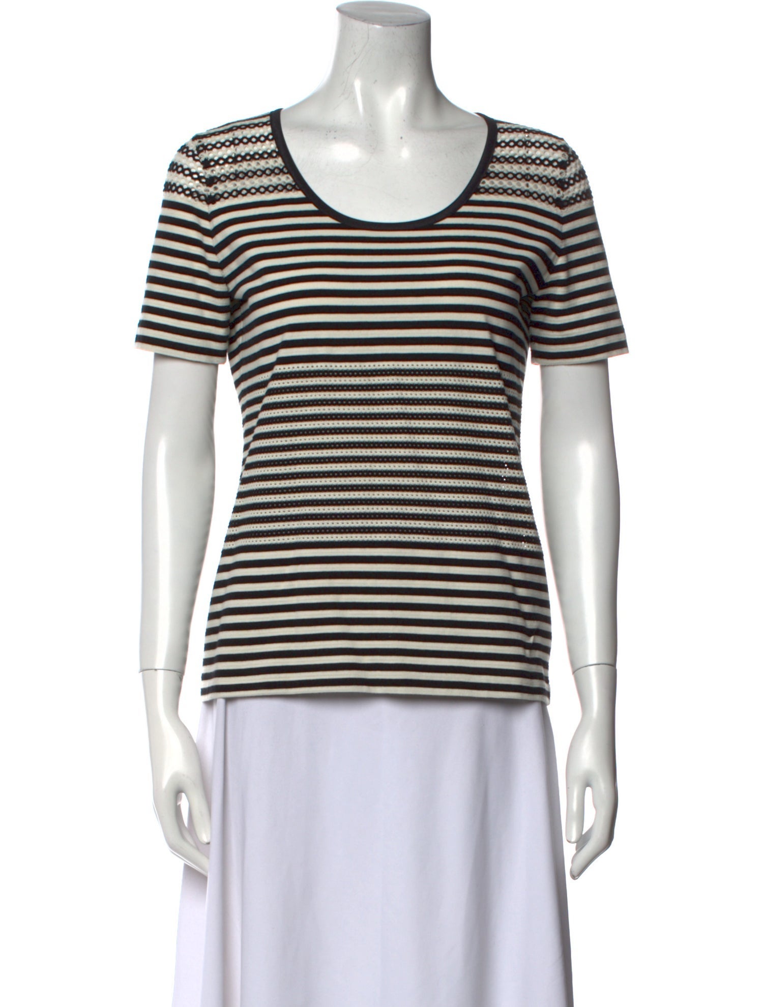 Akris Punto Striped Scoop Neck T-Shirt
