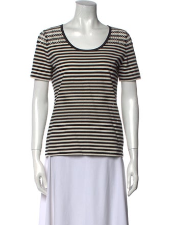 Akris Punto Striped Scoop Neck T-Shirt