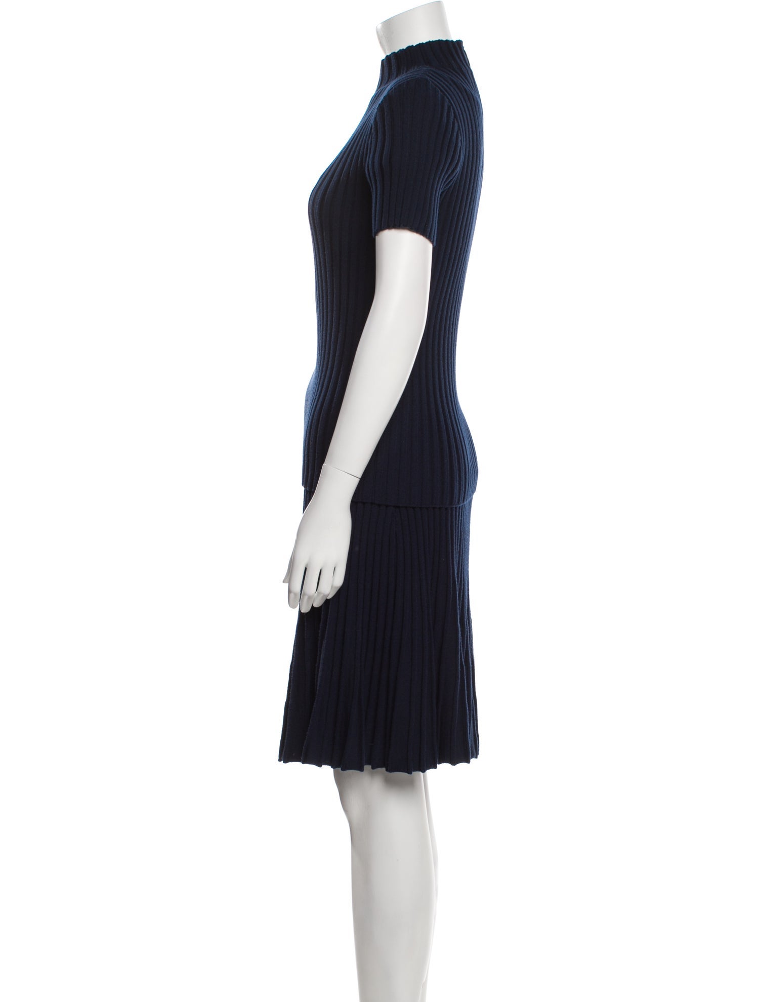 Akris Punto Virgin Wool Pleated Accents Skirt Set