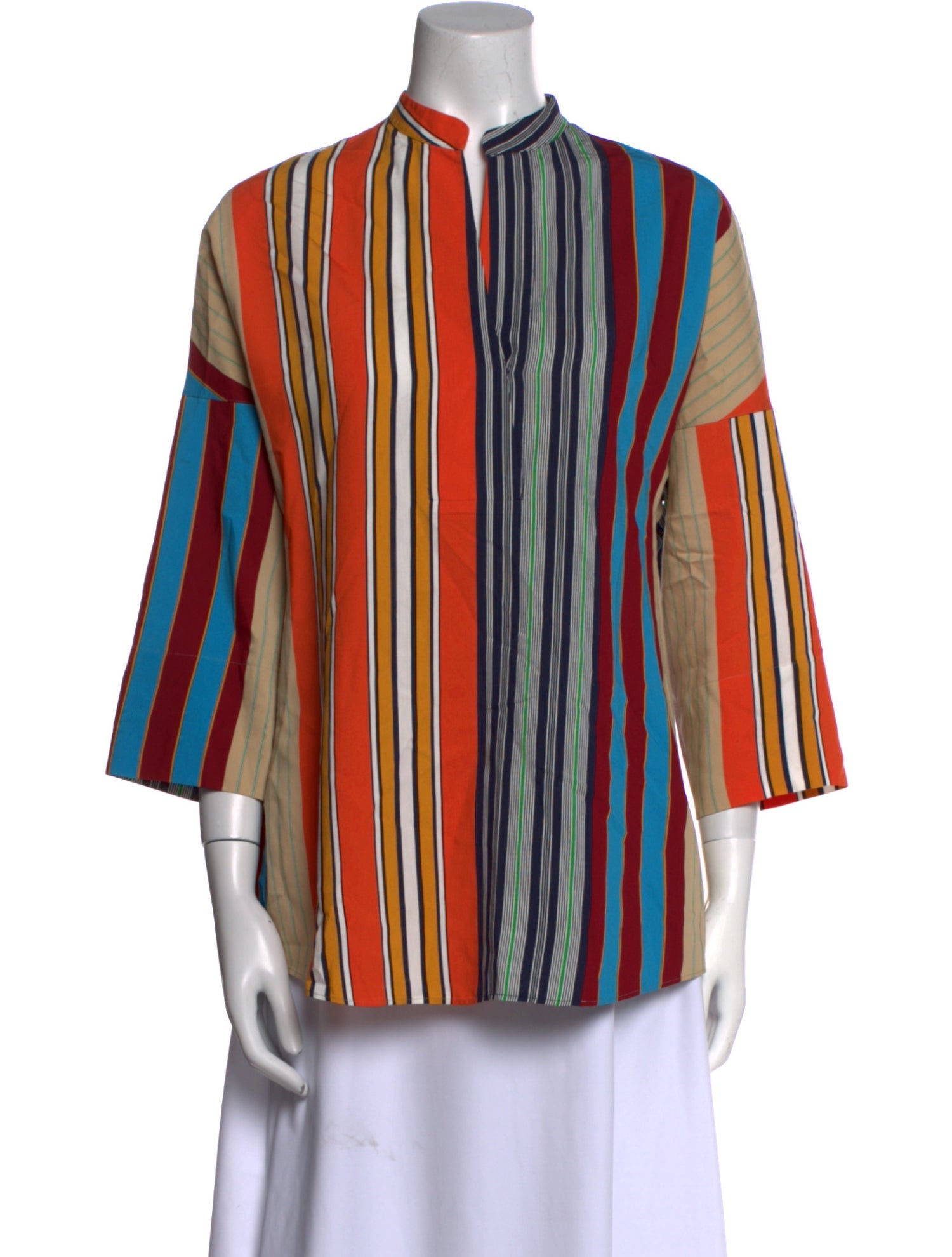 Akris Punto Striped Mock Neck Blouse