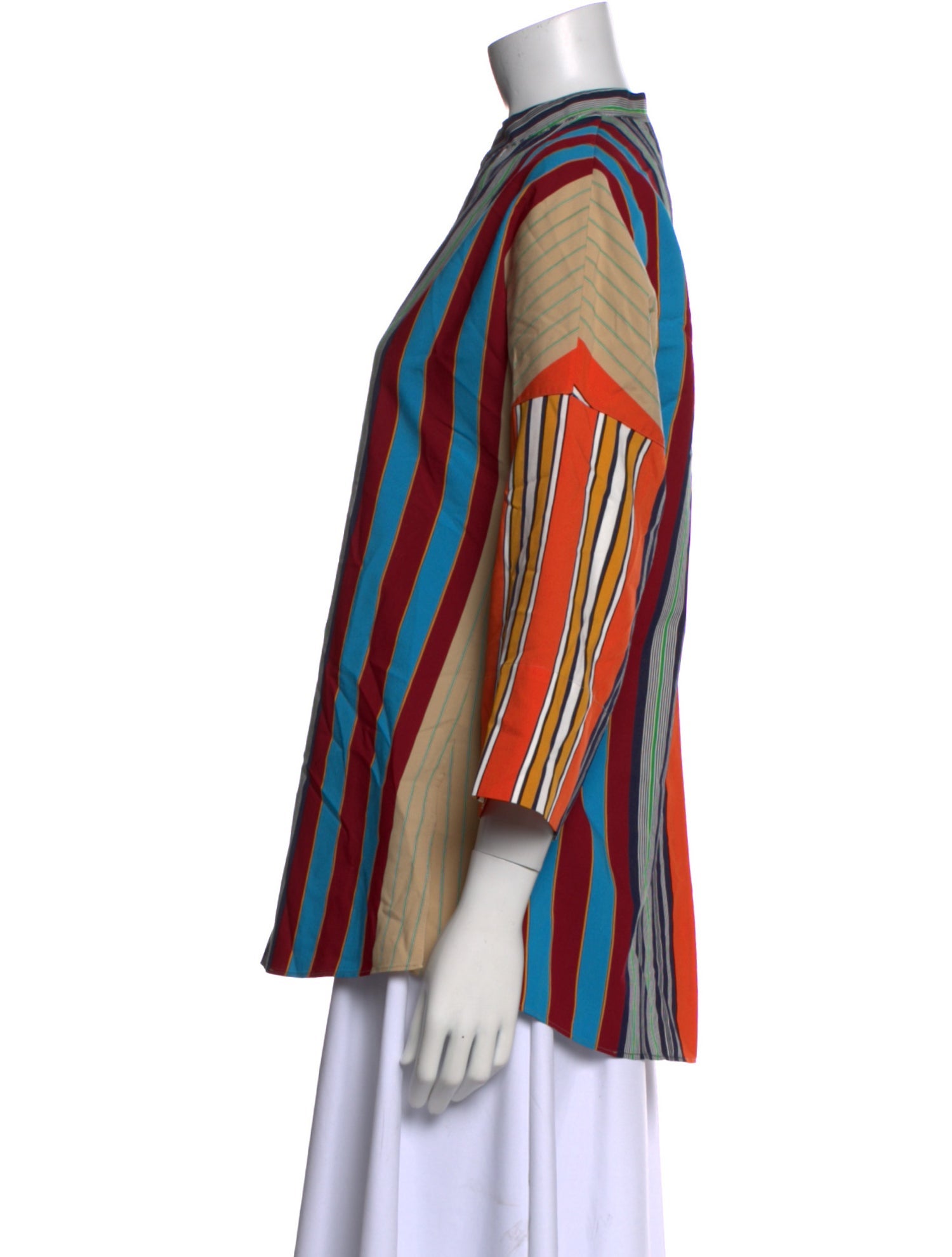 Akris Punto Striped Mock Neck Blouse