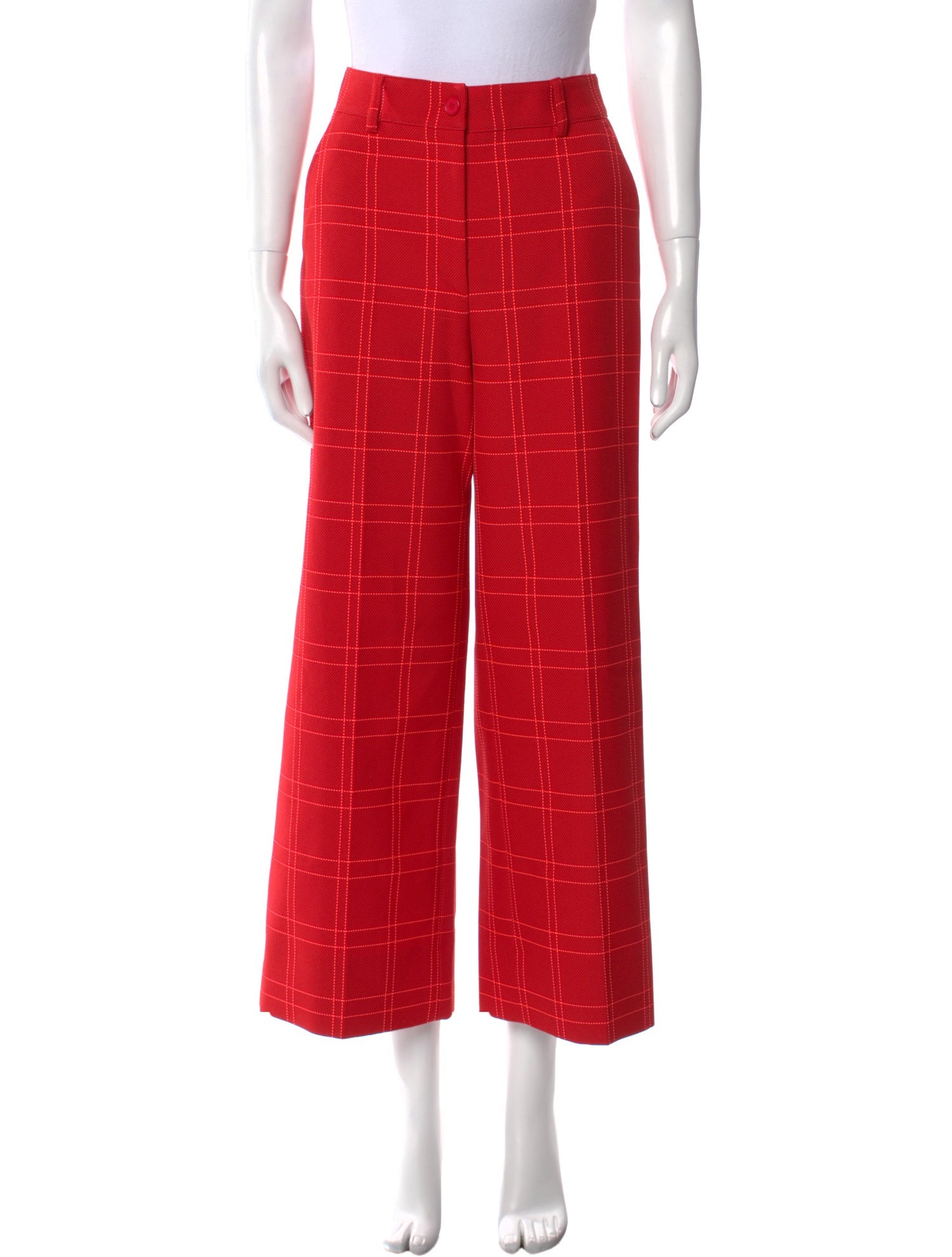 Akris Punto Plaid Print Wide Leg Pants w/ Tags