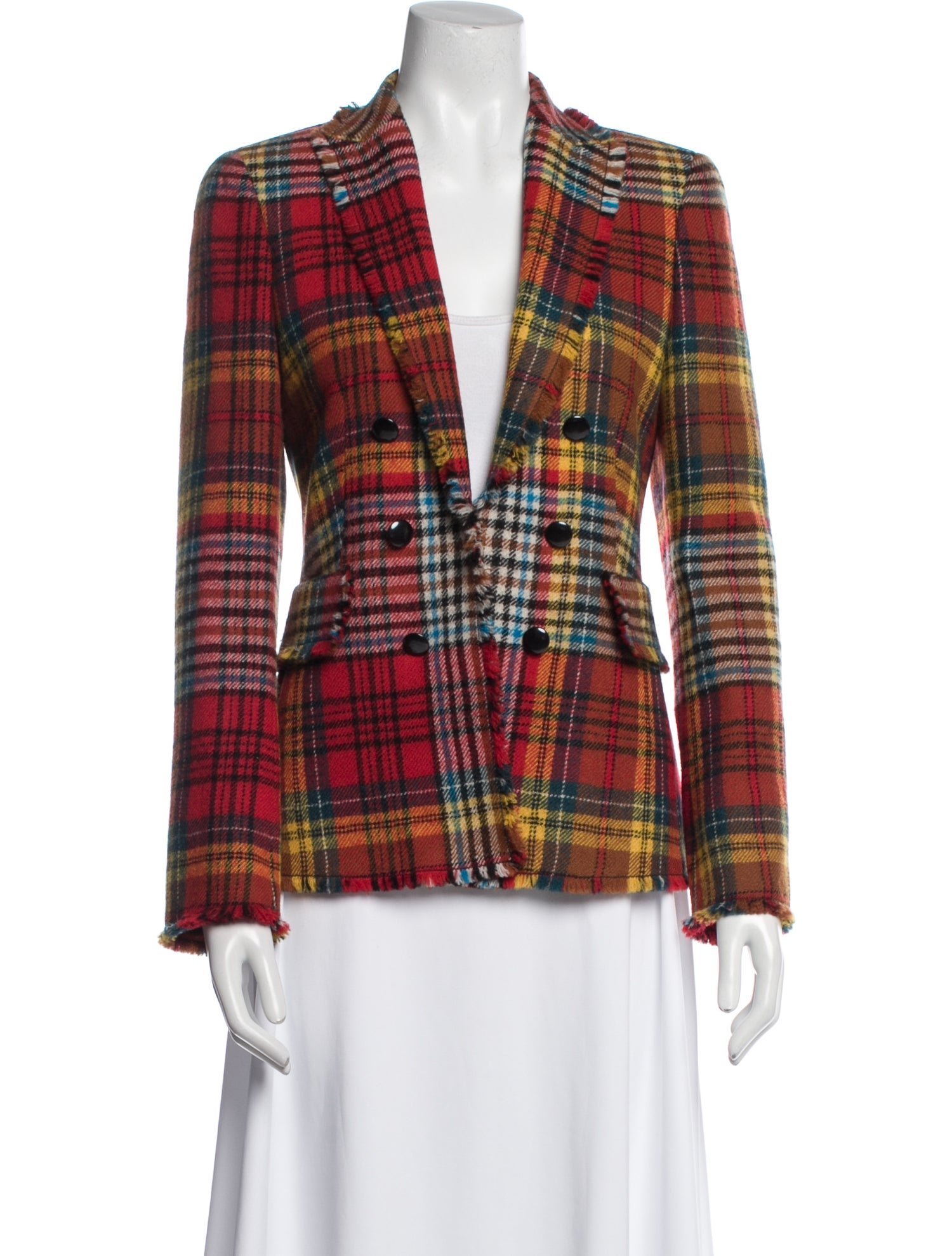 Akris Punto Virgin Wool Plaid Print Blazer