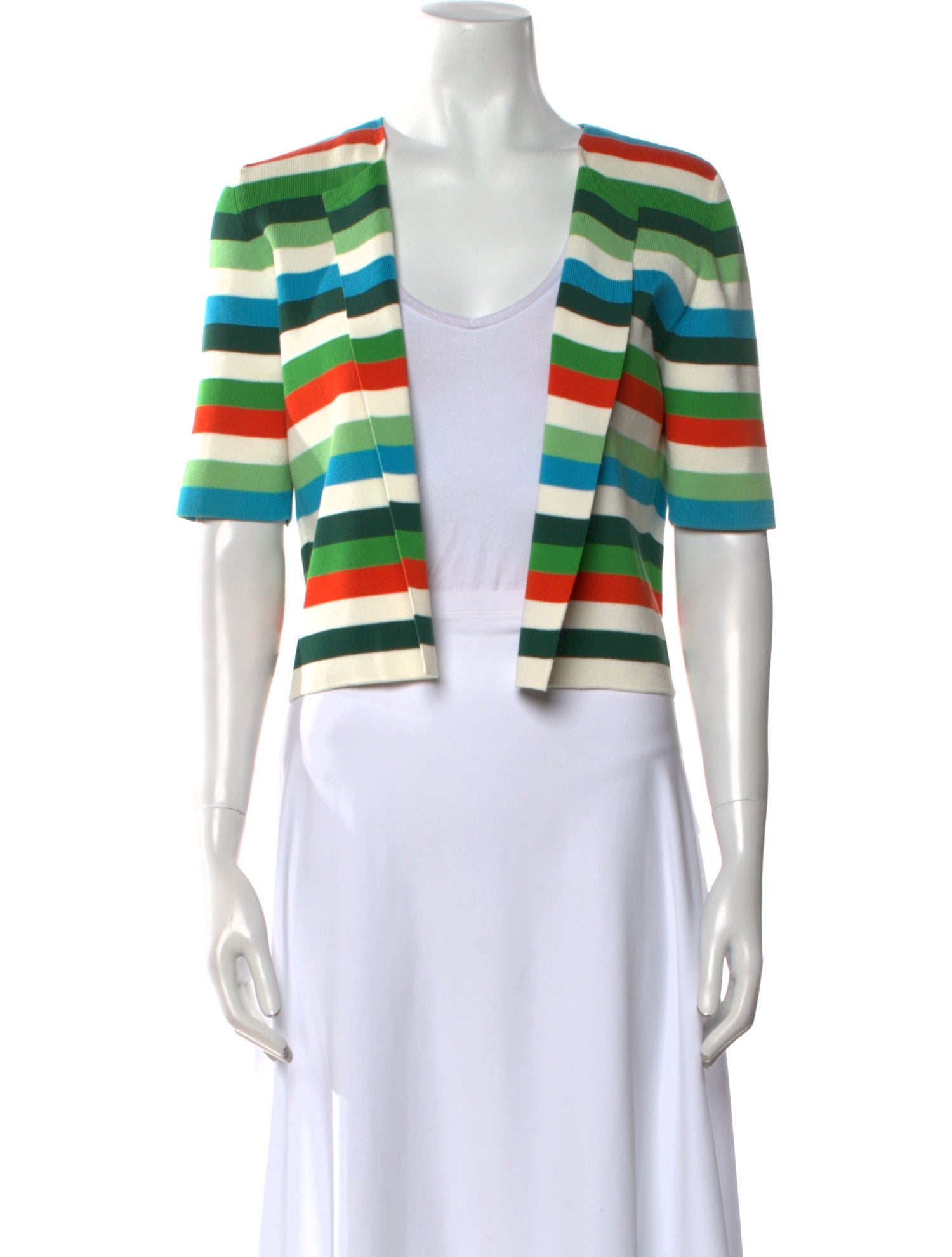 Akris Punto Striped V-Neck Crop Top