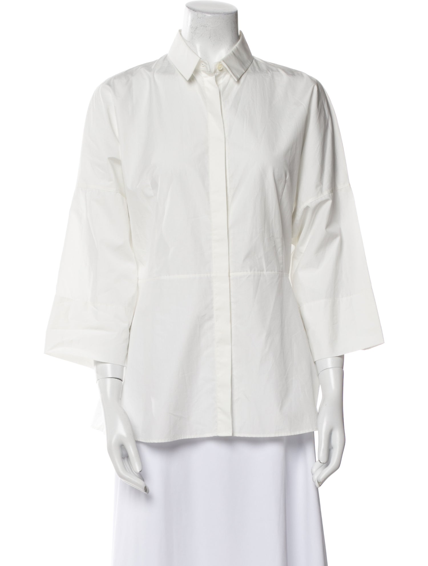 Akris Punto Three-Quarter Sleeve Button-Up Top
