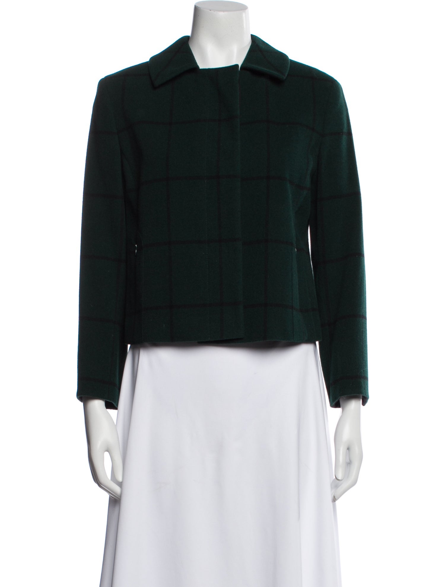 Akris Punto Wool Plaid Print Evening Jacket