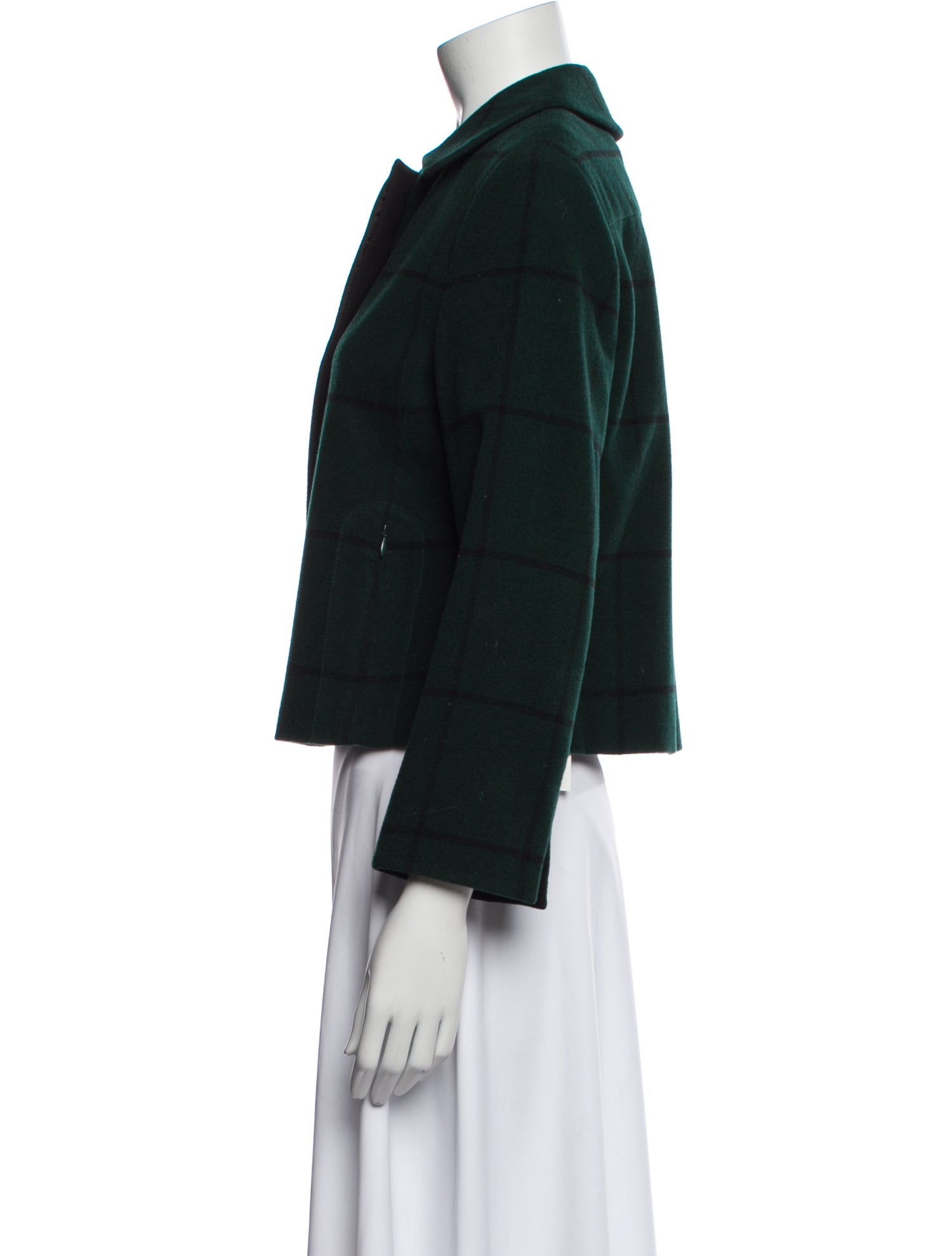 Akris Punto Wool Plaid Print Evening Jacket