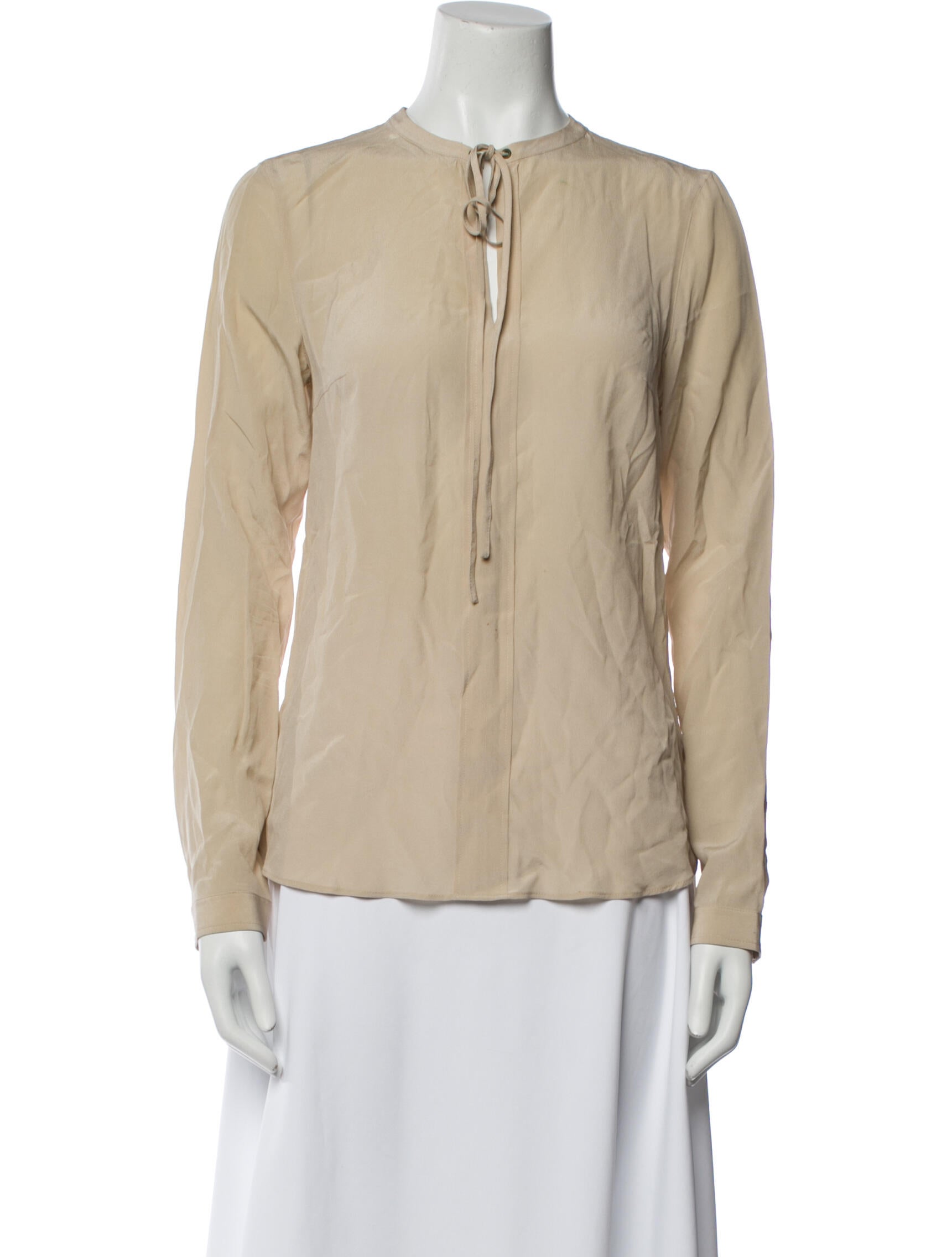 Akris Punto Silk Tie Neck Button-Up Top