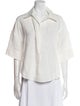 Akris Punto Linen Three-Quarter Sleeve Button-Up Top