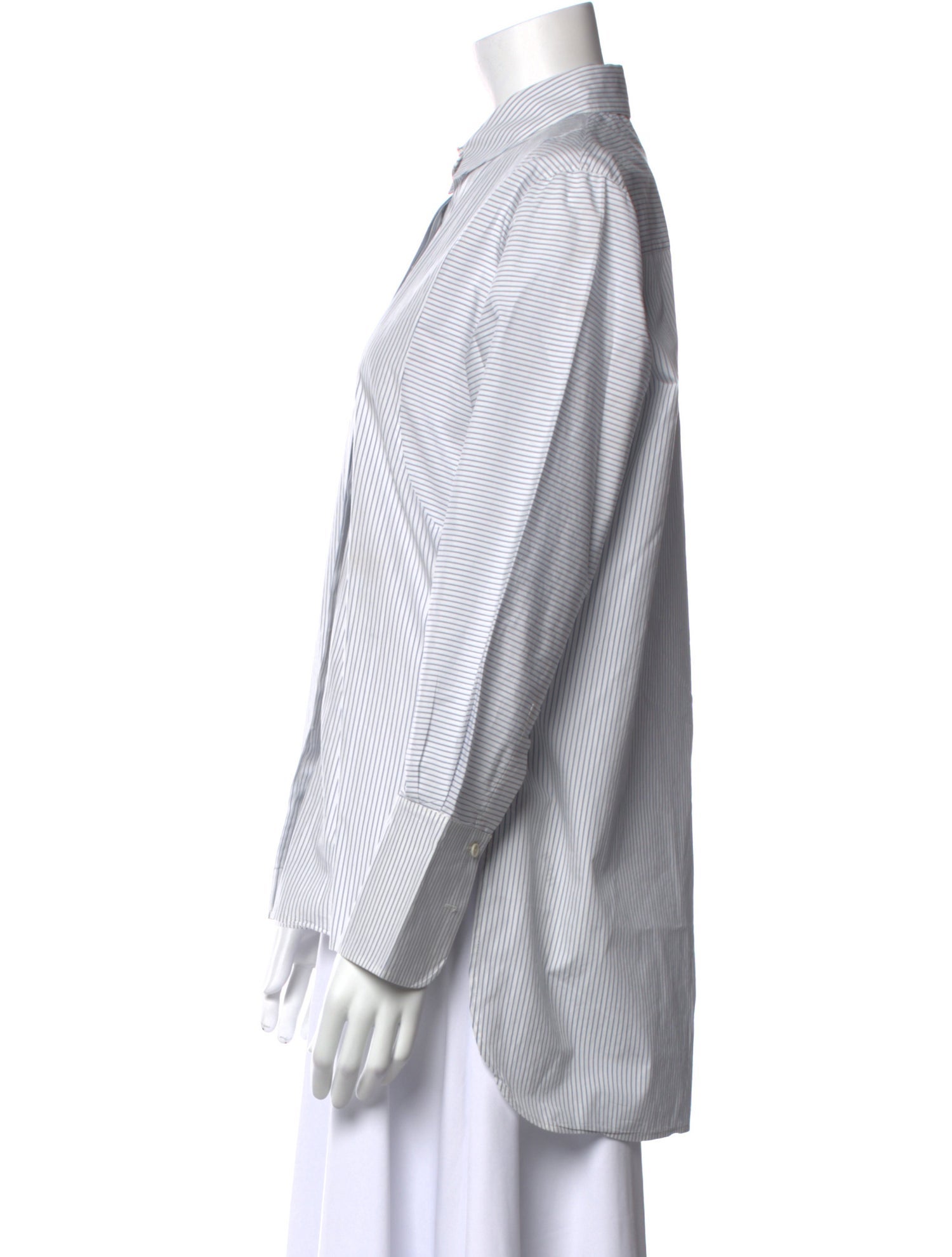 Akris Punto Striped Long Sleeve Button-Up Top